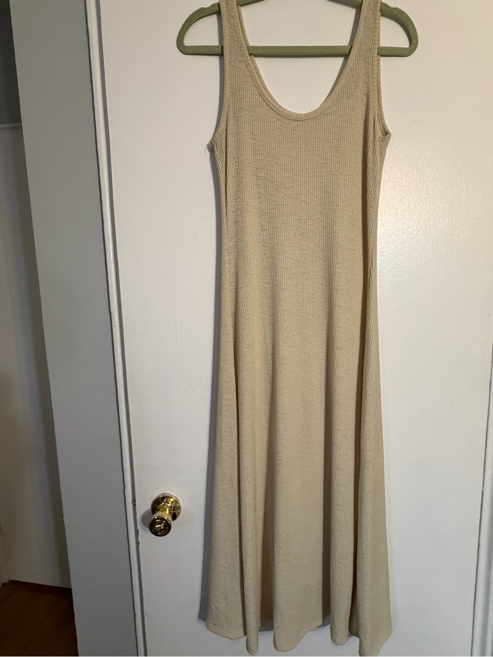 Mango Sleeveless Ribbed Maxi Dress - Beige